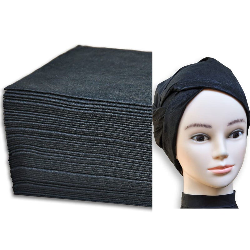 DAVELEN Luxury Spa Towels - Eco-Friendly Disposable Towels for Salon, Spa, Hair, Face, Body - Soft, Large (31.5â€ x 15â€), and Absorbent - Black, 50-Pack - Image 1